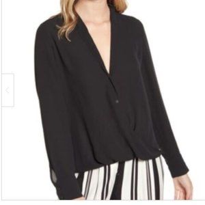 Chelsea 28 Long Sleeve Cross Over blouse, Black - size Large